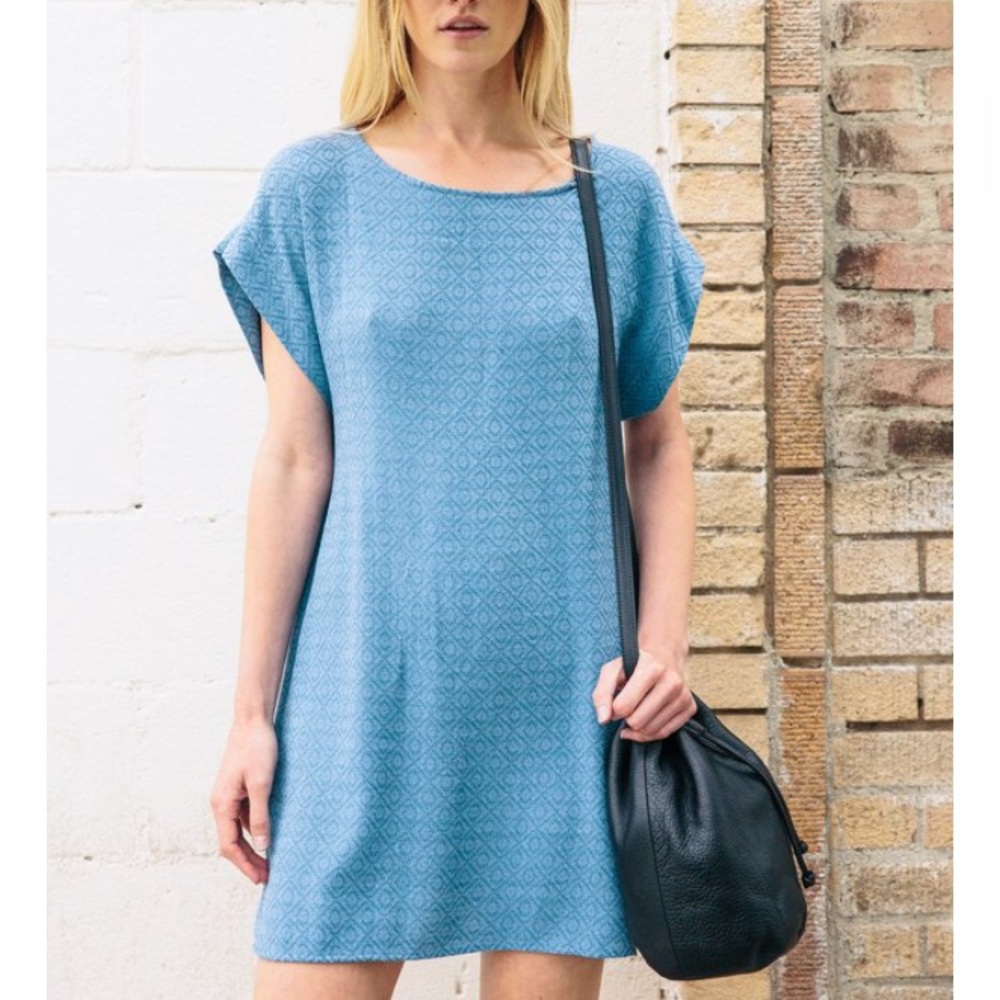 Whimsy + Row Rosie Dress in Blue Jacquard